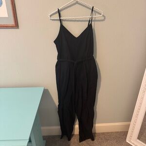 Lucky Brand Elegant Black V-Neck Jumpsuit